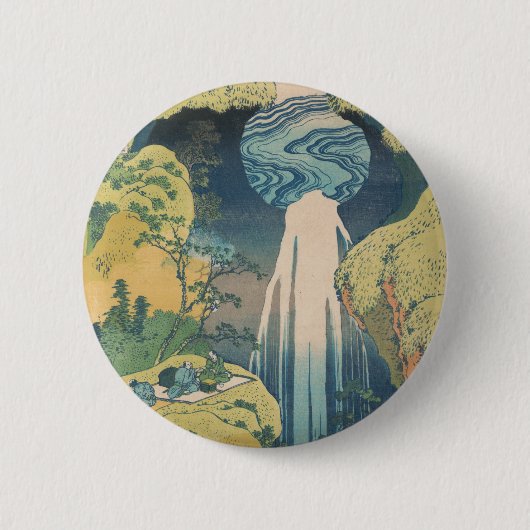 Hokusai Amida Herfsten Japan Waterval Ronde Button 5,7 Cm (Voorkant)
