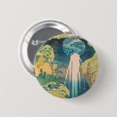 Hokusai Amida Herfsten Japan Waterval Ronde Button 5,7 Cm (Voorkant /achterkant)