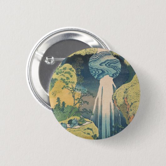 Hokusai Amida Herfsten Japan Waterval Ronde Button 5,7 Cm (Voorkant /achterkant)