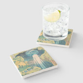 Hokusai Amida Herfsten Japan Waterval Stenen Onderzetter (Zijkant)