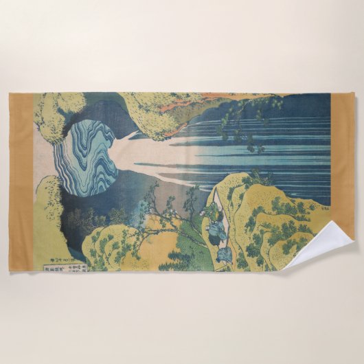 Hokusai Amida Herfsten Japan Waterval Strandlaken (Voorkant)