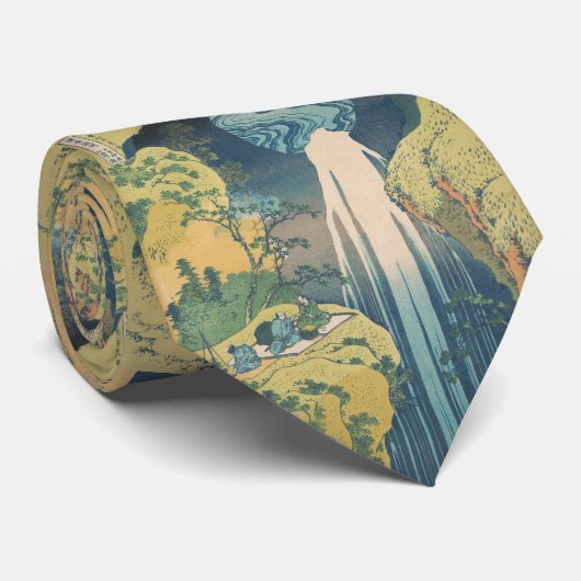 Hokusai Amida Herfsten Japan Waterval Stropdas (Opgerold)