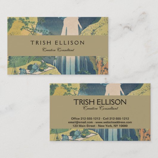 Hokusai Amida Herfsten Japan Waterval Visitekaartje (Voorkant / Achterkant)