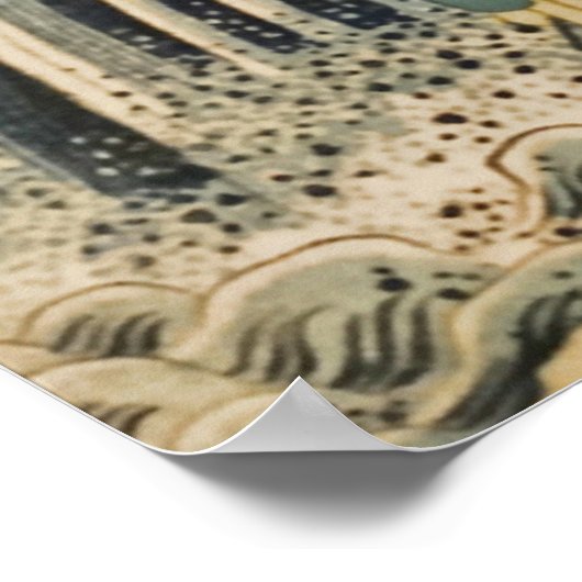 Hokusai - Amida Waterfall Poster (Hoek)