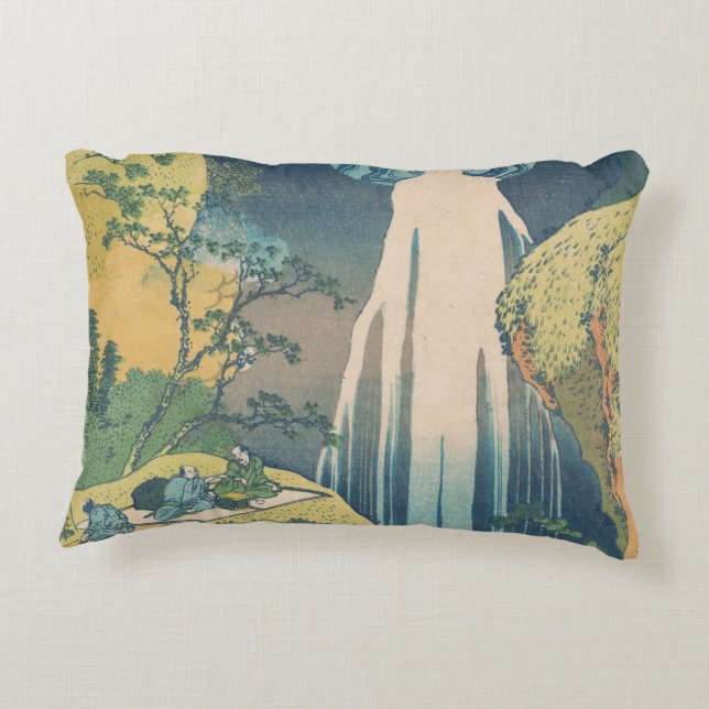 Hokusai Amida-watervallen Japan Waterval  Accent Kussen (Achterkant)