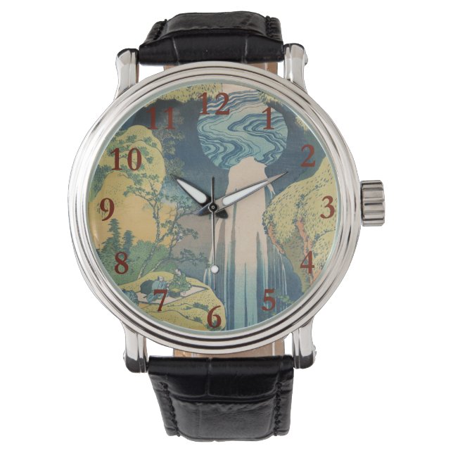 Hokusai Amida-watervallen Japan Waterval  Horloge (Voorkant)