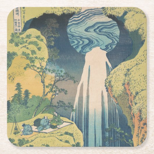 Hokusai Amida-watervallen Japan Waterval Kartonnen Onderzetters (Voorkant)