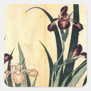 Hokusai Art schilderij Iris Flowers Vierkante Sticker