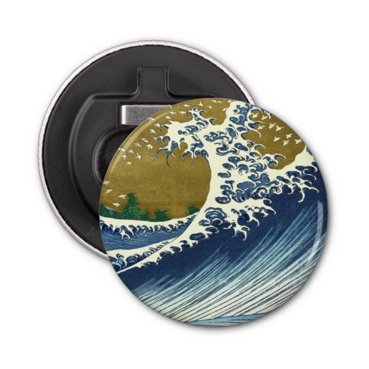 Hokusai Big Wave Japan Japanse kunst Button Flesopener (Voorkant)