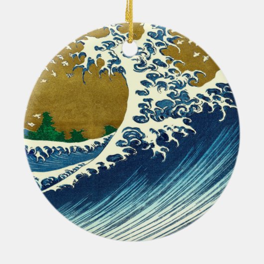 Hokusai Big Wave Japan Japanse kunst Keramisch Ornament (Achterkant)