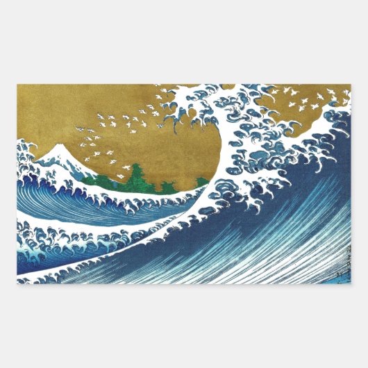 Hokusai Big Wave Japan Japanse kunst Rechthoekige Sticker (Voorkant)