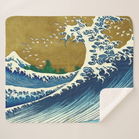 Hokusai Big Wave Japan Japanse kunst Sherpa Deken (Voorkant (horizontaal))