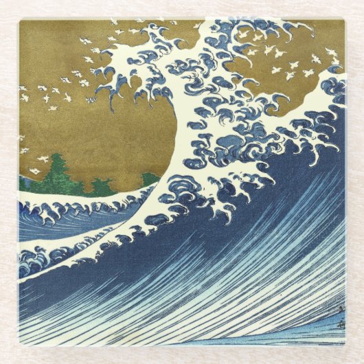 Hokusai Big Wave Japan Vintage Ocean Glazen Onderzetter (Voorkant)