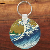 Hokusai Big Wave Japan Vintage Ocean Sleutelhanger (Voorkant)