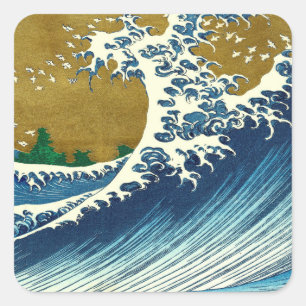 Hokusai Big Wave Japan Vintage Ocean Vierkante Sticker