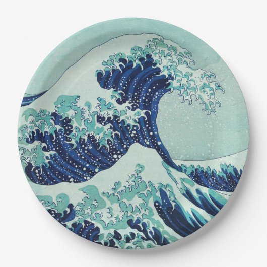 Hokusai Blue Waves Papieren Bordje (Voorkant)