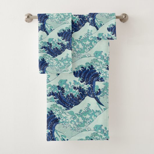 Hokusai Blue Waves Pattern Bad Handdoek (Insitu)