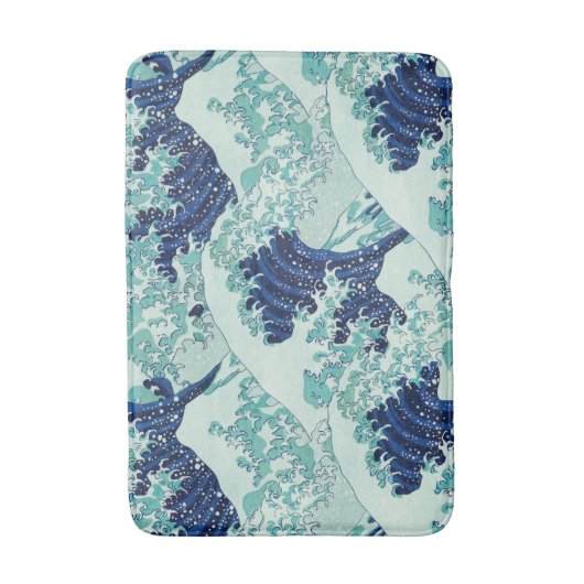 Hokusai Blue Waves Pattern Badmat (Voorkant Verticaal)