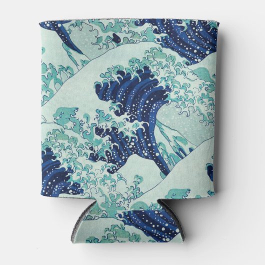 Hokusai Blue Waves Pattern Blikjeskoeler (Voorkant)