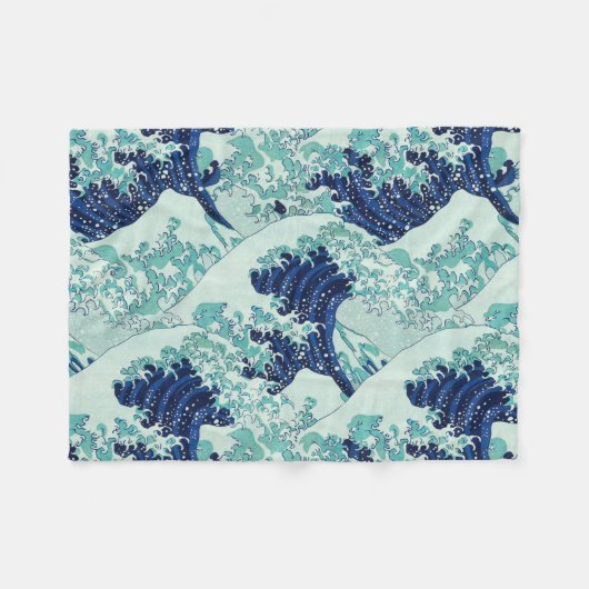 Hokusai Blue Waves Pattern Fleece Deken (Voorkant (Horizontaal))