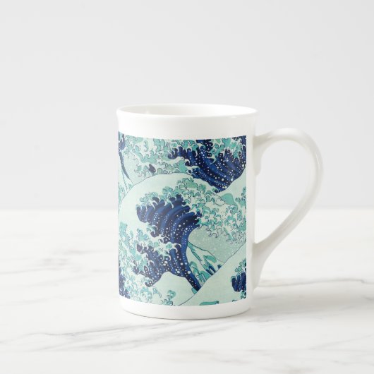 Hokusai Blue Waves Pattern Porselein Kop (Rechts)