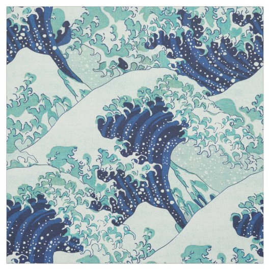Hokusai Blue Waves Pattern Stof (Swatch)