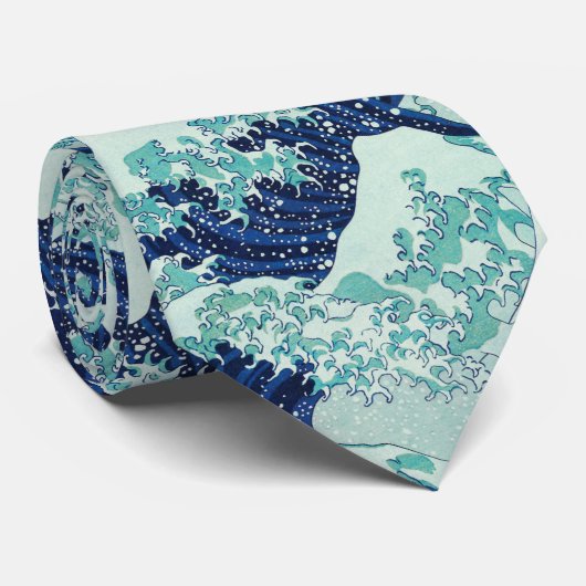 Hokusai Blue Waves Pattern Stropdas (Opgerold)
