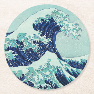 Hokusai Blue Waves Ronde Kartonnen Onderzetter