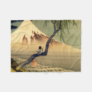 Hokusai Boy Bekijkend de berg Fuji Japanse Vintage Fleece Deken