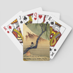 Hokusai Boy Bekijkend de berg Fuji Japanse Vintage Pokerkaarten