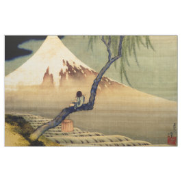 Hokusai Boy Bekijkend de berg Fuji Japanse Vintage Stof