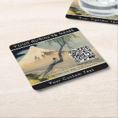 Hokusai - Boy Viezing Mount Fuji - QR Code Kartonnen Onderzetters (Schuin)