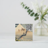Hokusai - Boy Viezing Mount Fuji - QR Code Vierkante Visitekaartje (Staand voorkant)