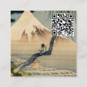Hokusai - Boy Viezing Mount Fuji - QR Code Vierkante Visitekaartje (Voorkant)