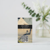 Hokusai - Boy Viezing Mount Fuji - QR Code Visitekaartje (Staand voorkant)