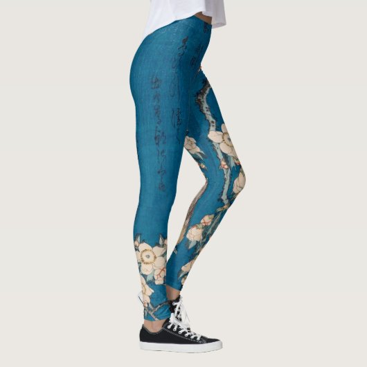 Hokusai Bullfinch en Weeping Cherry GalleryHD Leggings (Rechts)