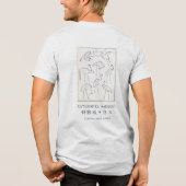 Hokusai Crane Drawing Japanese Minimalism Offwhite Tri-Blend Shirt (Achterkant)