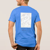Hokusai Crane Drawing – Japanese Minimalist Blue Tri-Blend Shirt (Achterkant)