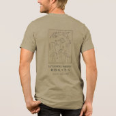 Hokusai Crane Drawing – Japanese Minimalist Olive Tri-Blend Shirt (Achterkant)