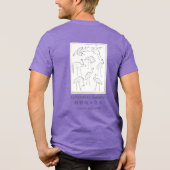 Hokusai Crane Drawing – Japanese Minimalist Purple Tri-Blend Shirt (Achterkant)