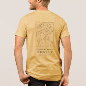 Hokusai Crane Drawing – Japanese Minimalist Yellow Tri-Blend Shirt (Achterkant)
