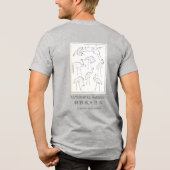 Hokusai Crane Graphic Tee Heather Grey Minimalist Tri-Blend Shirt (Achterkant)