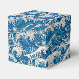 Hokusai de Grote Golf Patroon Nautische Blauwe gol Bedankdoosjes