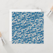 Hokusai de Grote Golf Patroon Nautische Blauwe gol Kaart (Voorkant / Achterkant in situ)