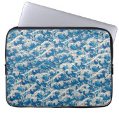 Hokusai de Grote Golf Patroon Nautische Blauwe gol Laptop Sleeve (Voorkant)