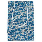 Hokusai de Grote Golf Patroon Nautische Blauwe gol Medium Cadeauzakje (Voorkant)