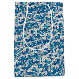 Hokusai de Grote Golf Patroon Nautische Blauwe gol Medium Cadeauzakje