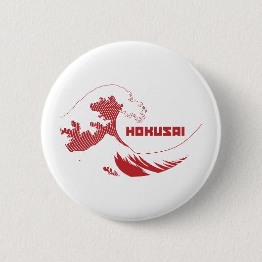 Hokusai - De Grote Golf Ronde Button 5,7 Cm (Voorkant)