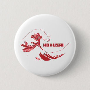 Hokusai - De Grote Golf Ronde Button 5,7 Cm