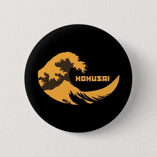 Hokusai - De Grote Golf Ronde Button 5,7 Cm (Voorkant)